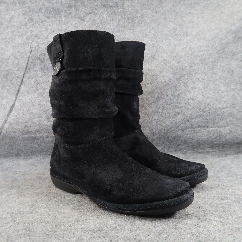 Stuart Weitzman Shoes Womens 7.5 Slouch Boot Short Leather Pull On Black Classic